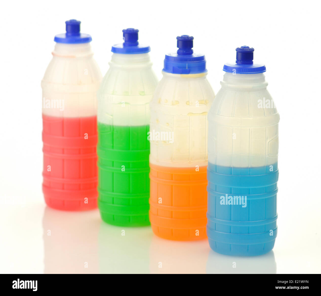 fruit drinks in plastic bottles Stock Photo