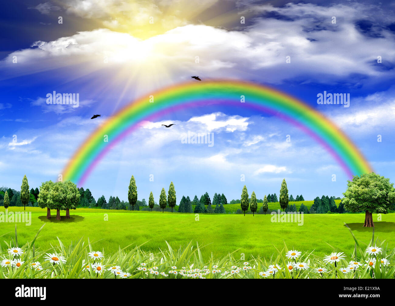 green grass and the blue sky Stock Photo - Alamy