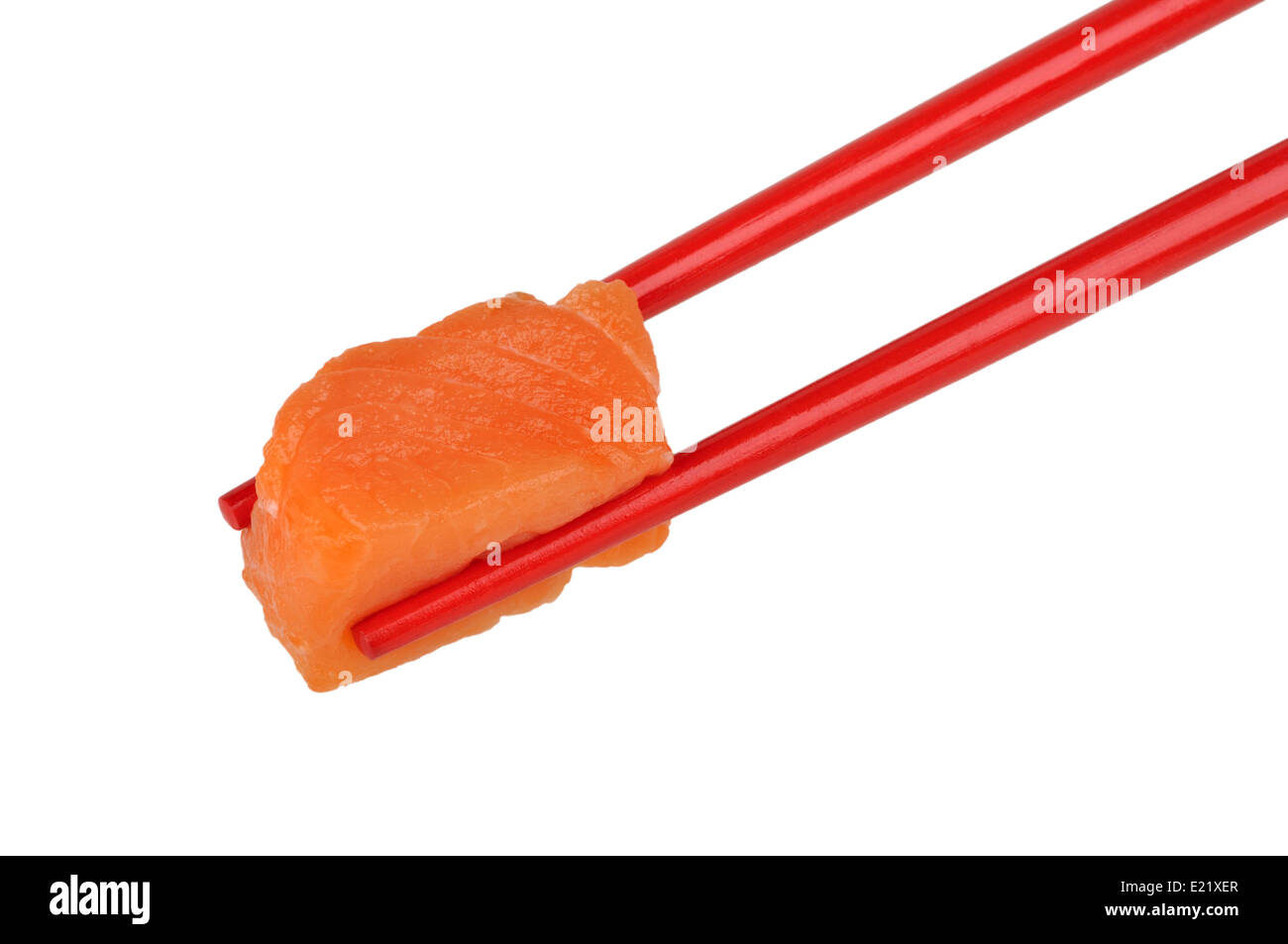 salmon in the red chopstick Stock Photo