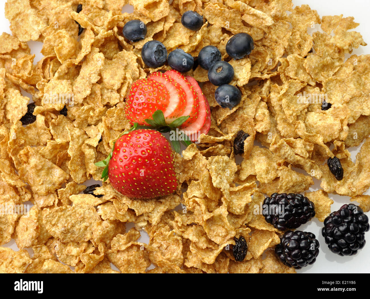 bran and raisin cereal Stock Photo