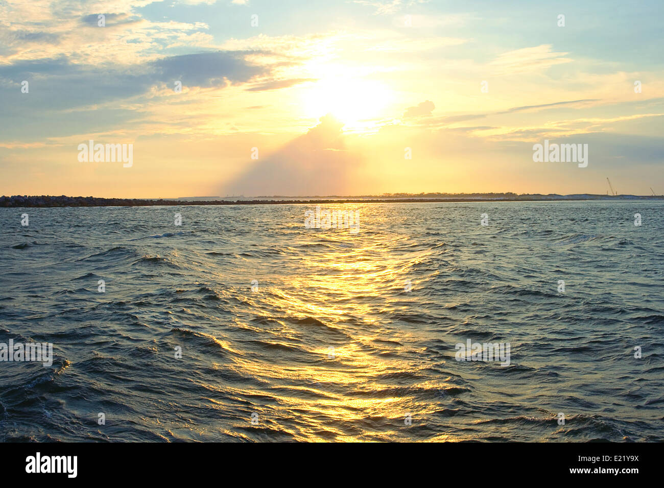 tranquil beach sunset Stock Photo