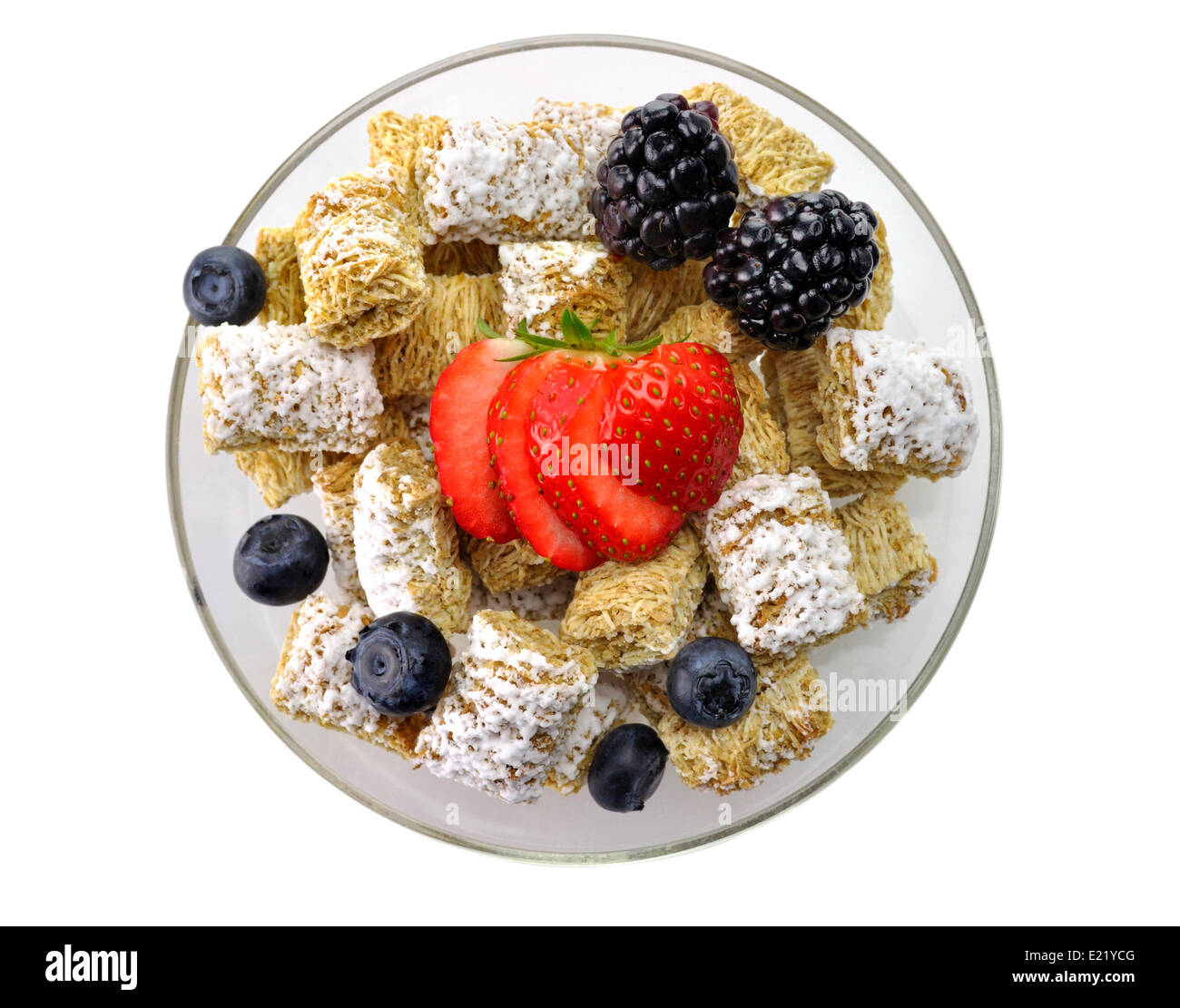 Shredded Wheat Cereal with fruits and berries Stock Photo