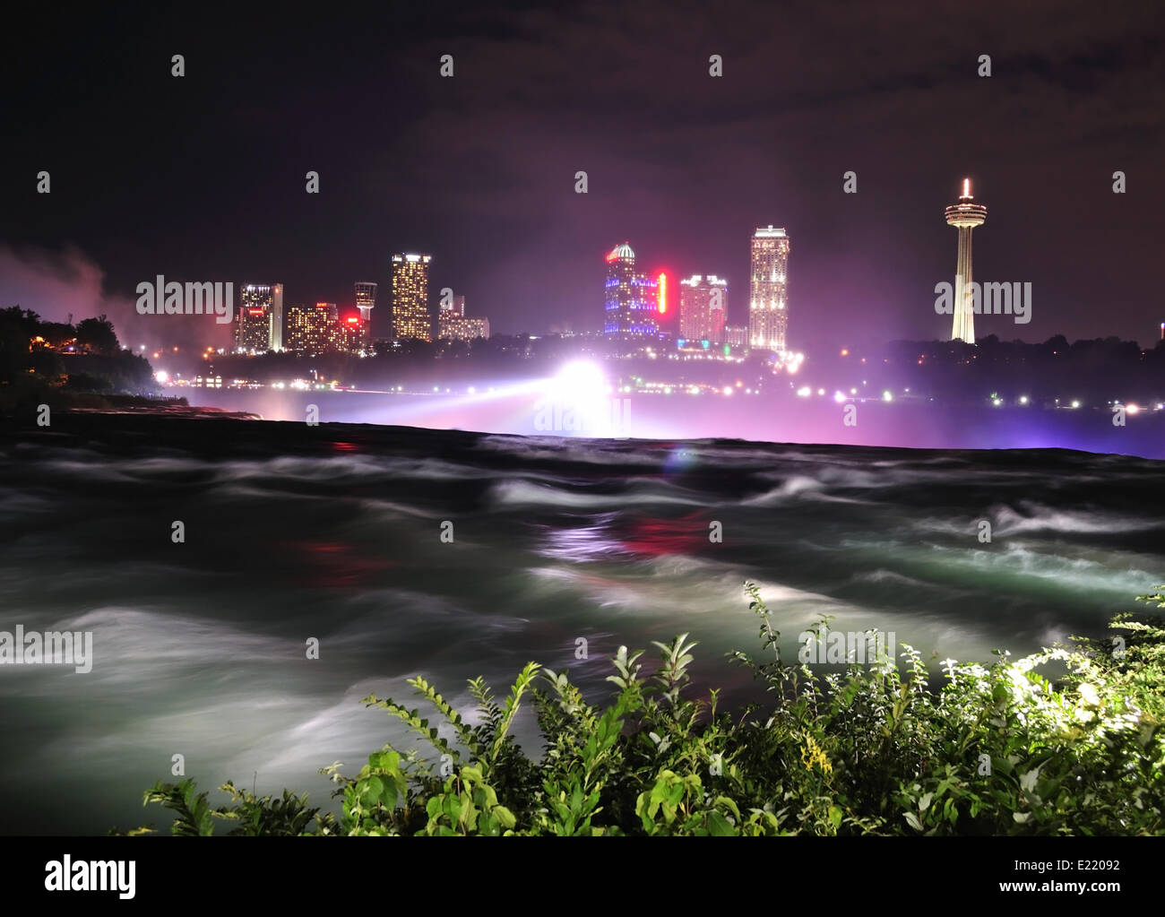 Niagara River in the night time Stock Photo
