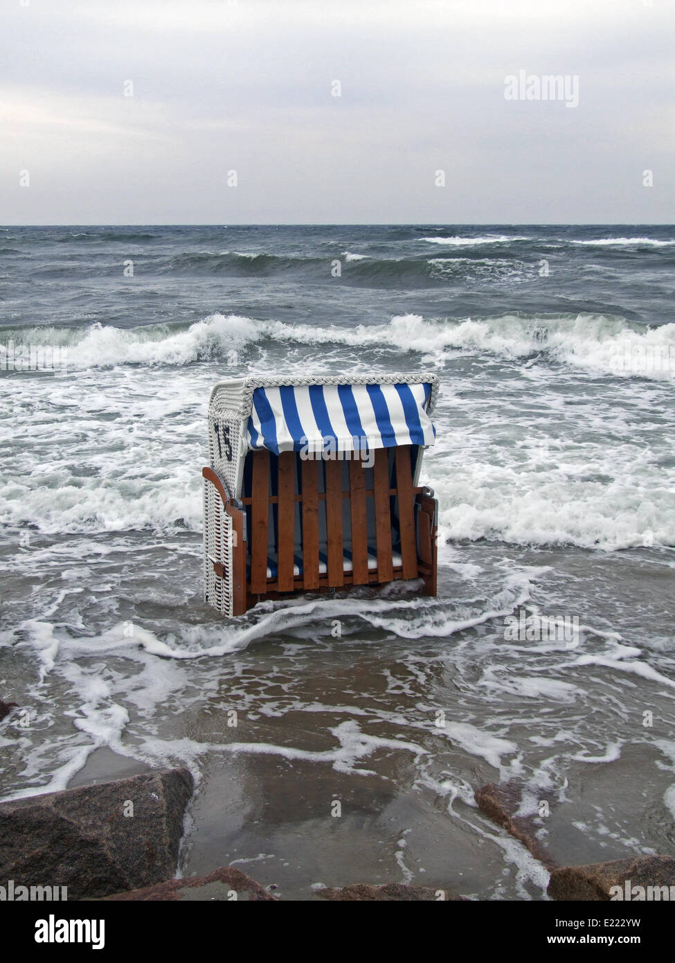 beach chair in storm Stock Photo