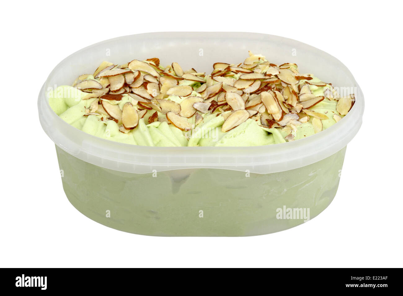 pistachio ice cream with almonds Stock Photo Alamy