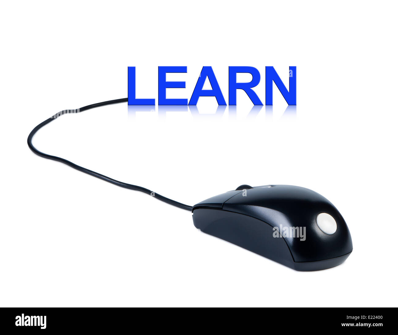 Computer mouse and word Learn. Stock Photo
