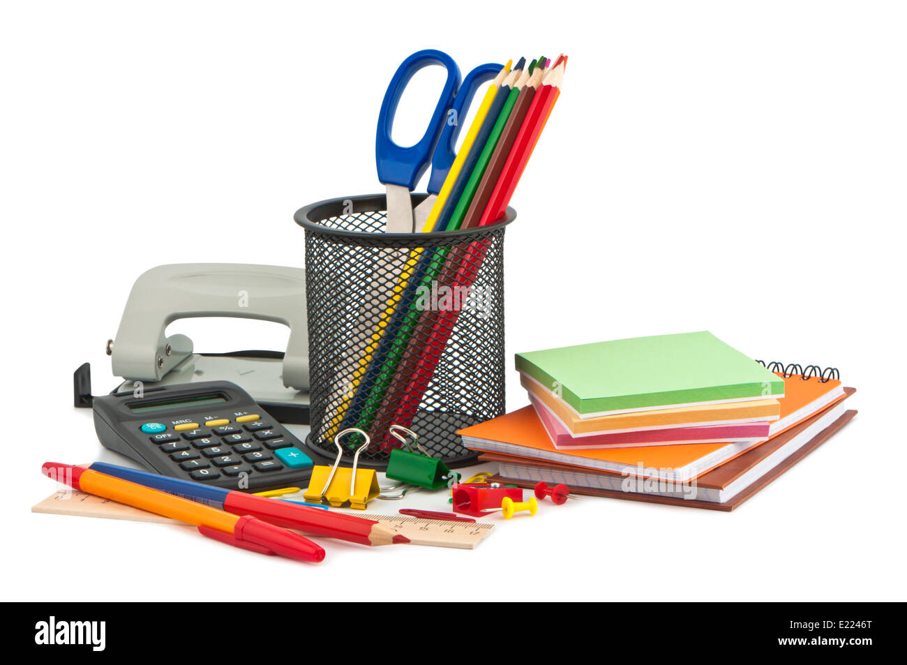 Set of stationery items. Stock Photo