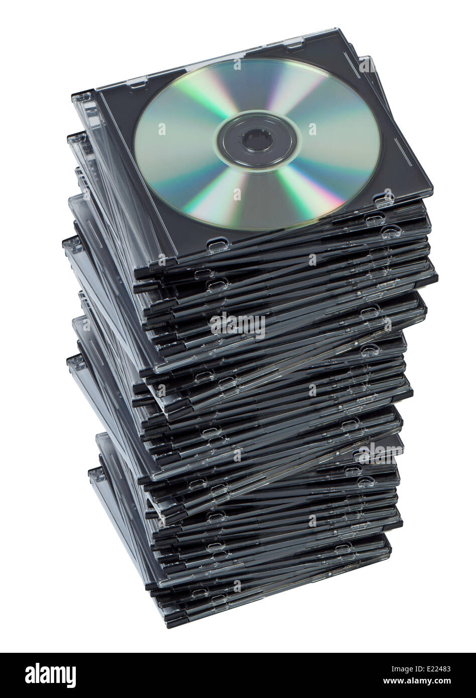 Stack CD in box isolated. Stock Photo