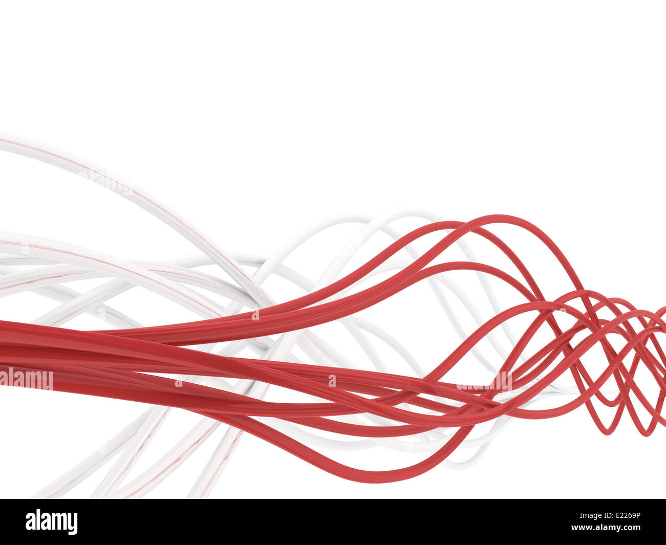 fibre-optical red and metal silvered cables Stock Photo