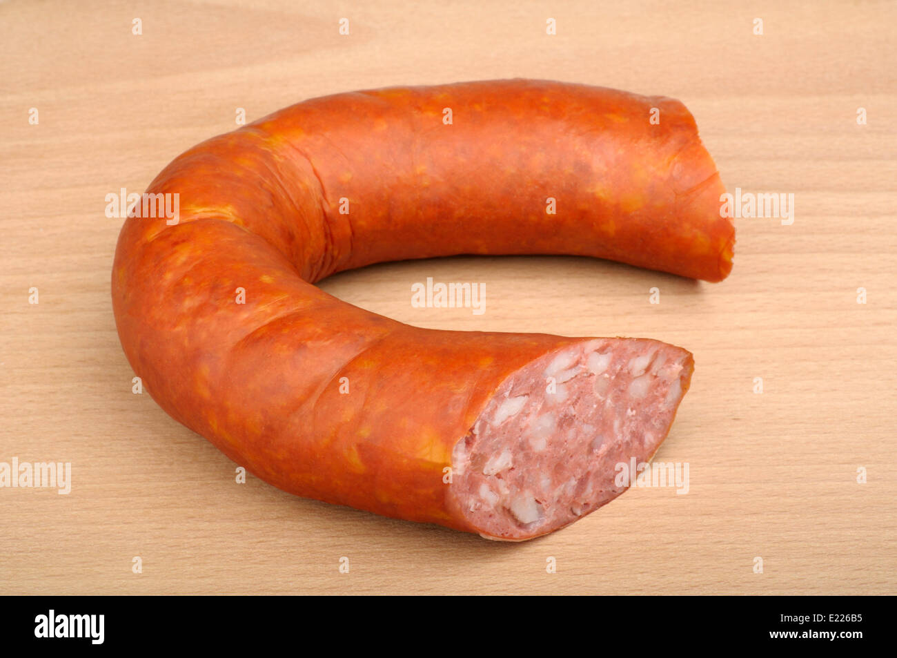 smoked sausage in natural casing Stock Photo Alamy