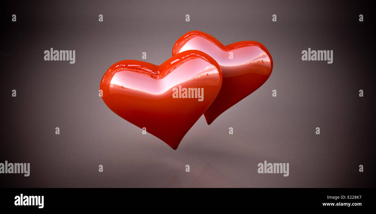 Shiny red hearts Stock Photo - Alamy