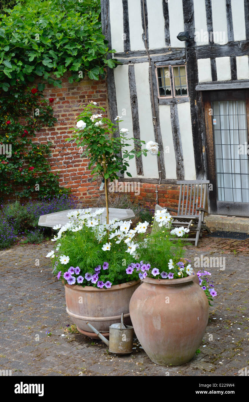 Plant Pots In Cottage Garden High Resolution Stock Photography and