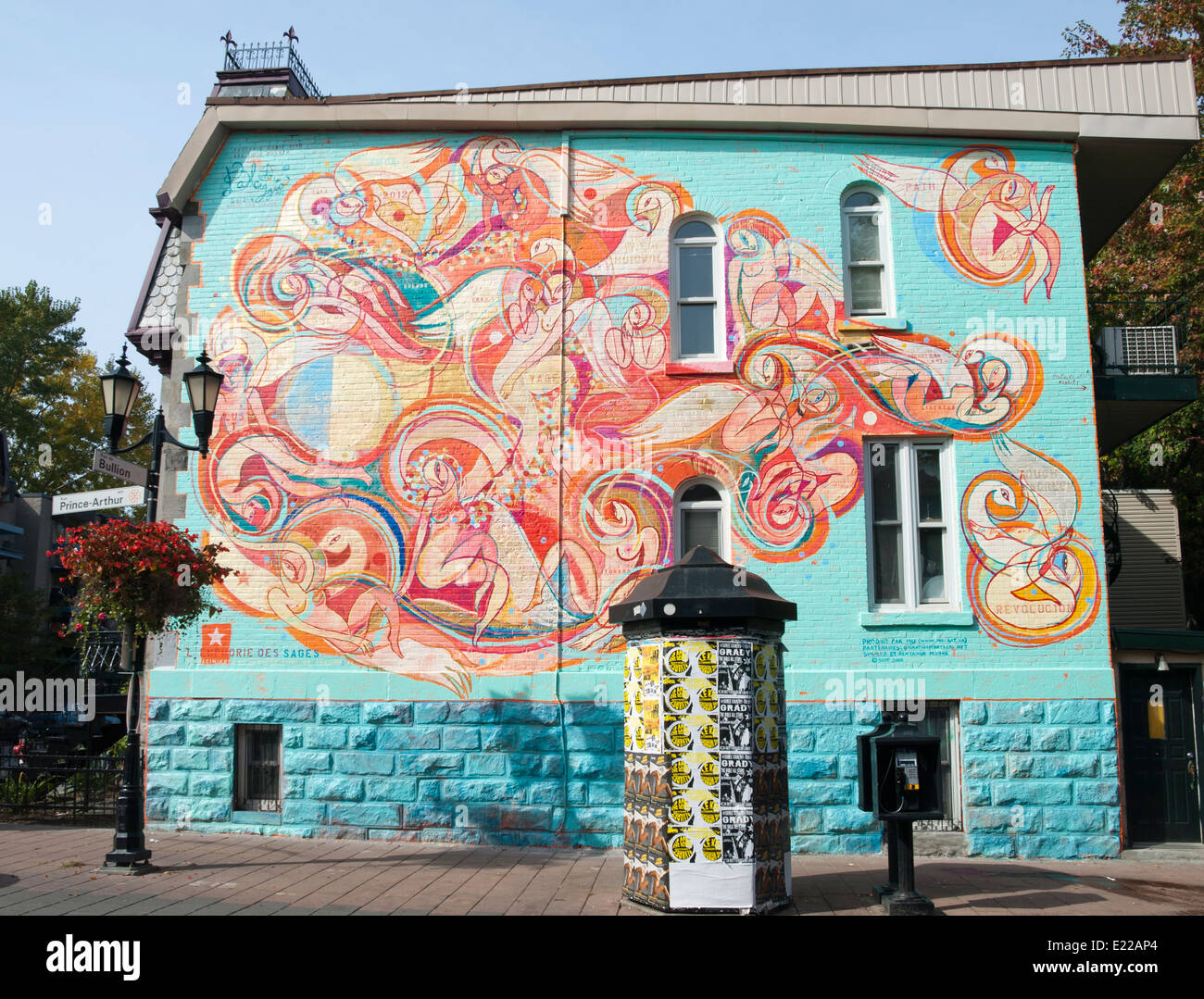 Colorful mural on a wall in Quartier Latin Montreal Canada Stock Photo Alamy