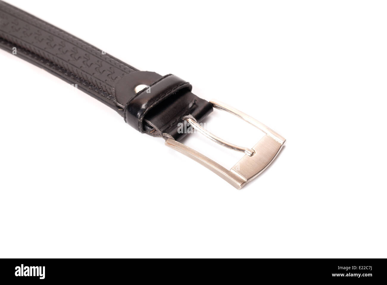 black leather belt isolated on white background Stock Photo - Alamy