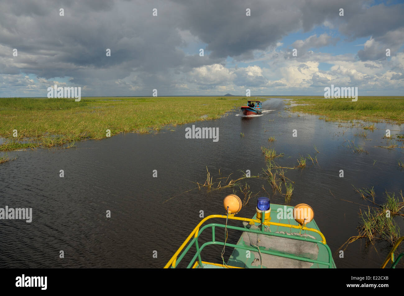 Boat crossing on the Tonle Sap Lake Stock Photo