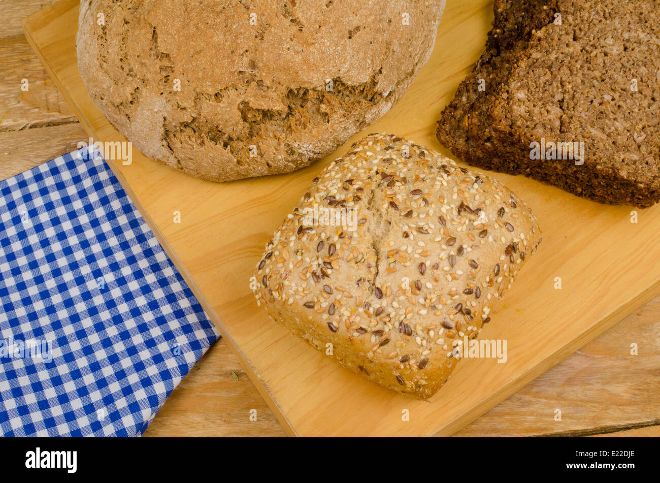 Slices of different types of bread hires stock photography and images