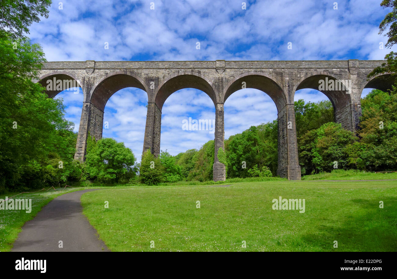 The13 span Victorian railway viaduct in the grounds of Porthkerry Country Park Barry vale of Glamorgan South Wales Stock Photo