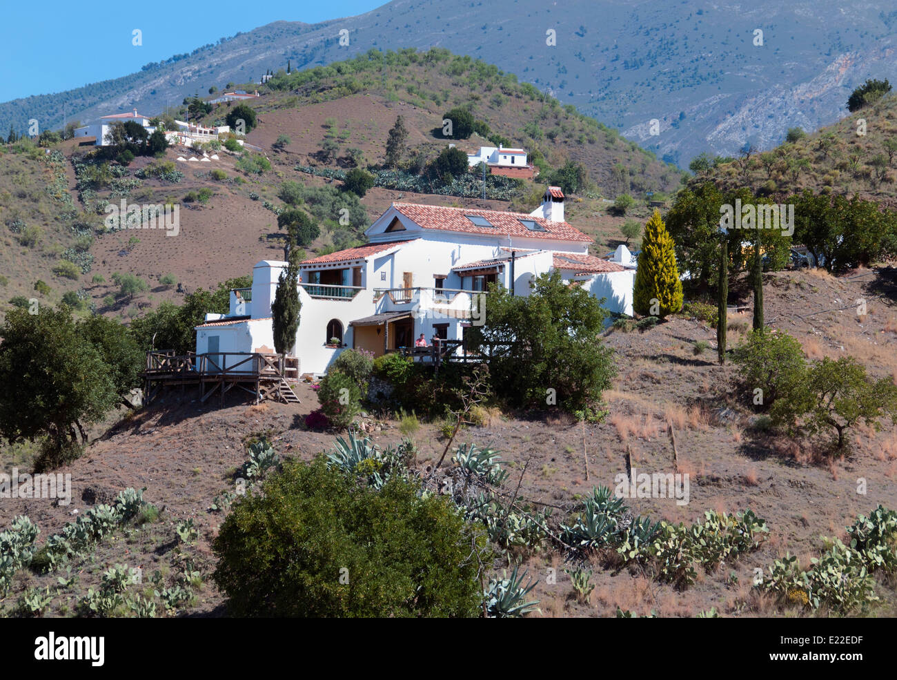 Canillas de Aceituno - Malaga Spain Spanish White House Villa estate  Mountain Landscape Stock Photo