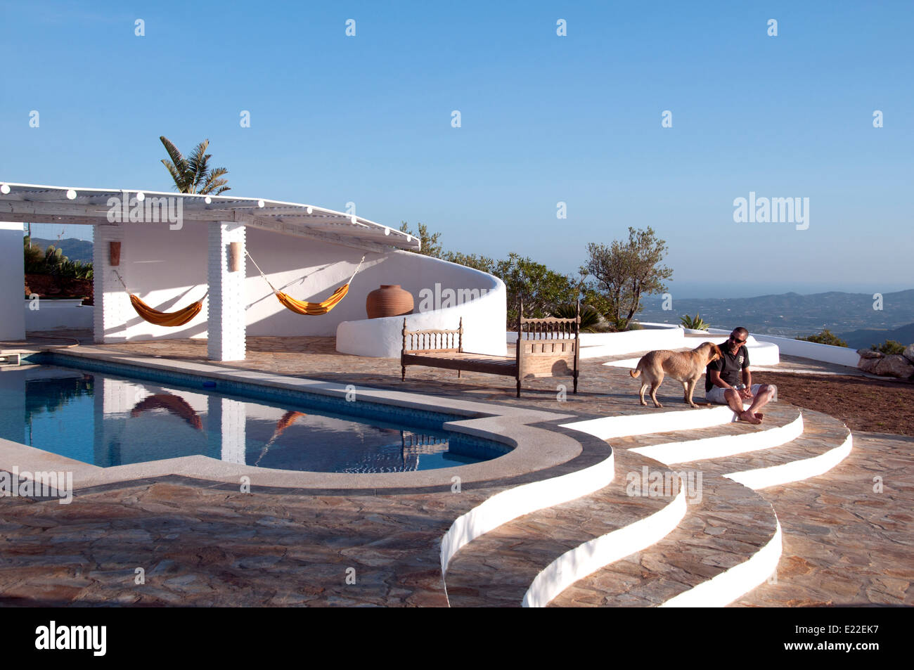 Canillas de Aceituno - Malaga Spain Spanish White House Villa estate Swimming pool Stock Photo