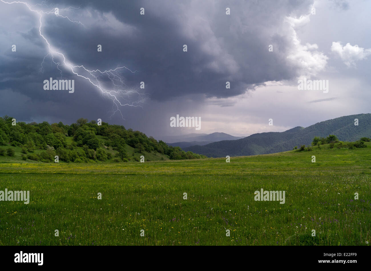 lightning landscape, thunderbolt Stock Photo