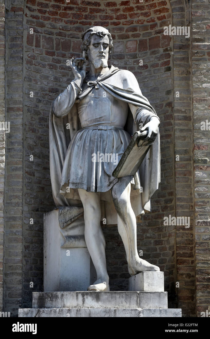 Antonio da Correggio (1489-1534). italian painter. Statue by Agostino Ferrarini. Garibaldi Square. Parma. Italy. Stock Photo