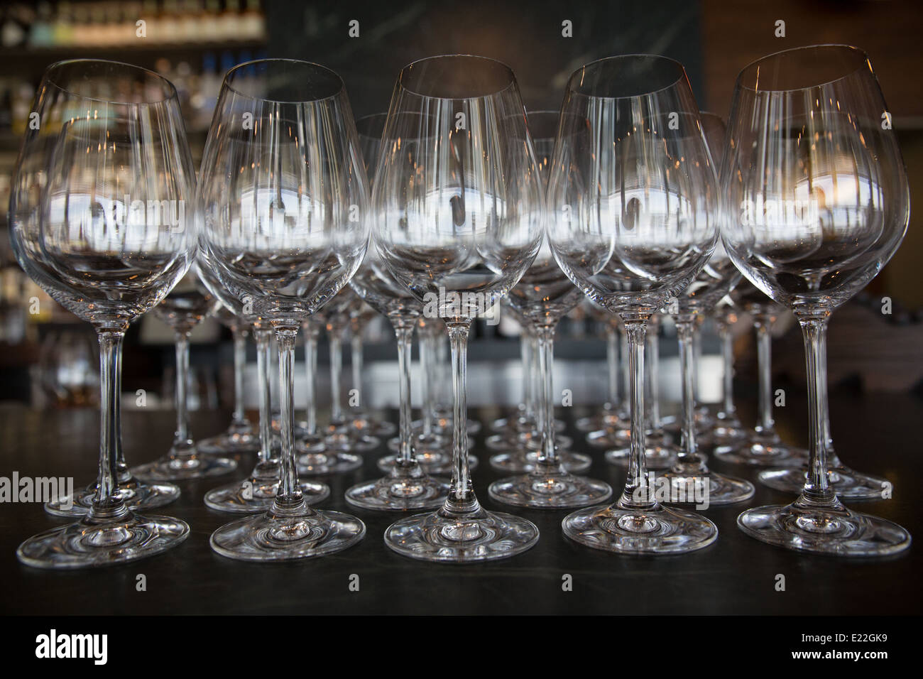empty wine glasses Stock Photo