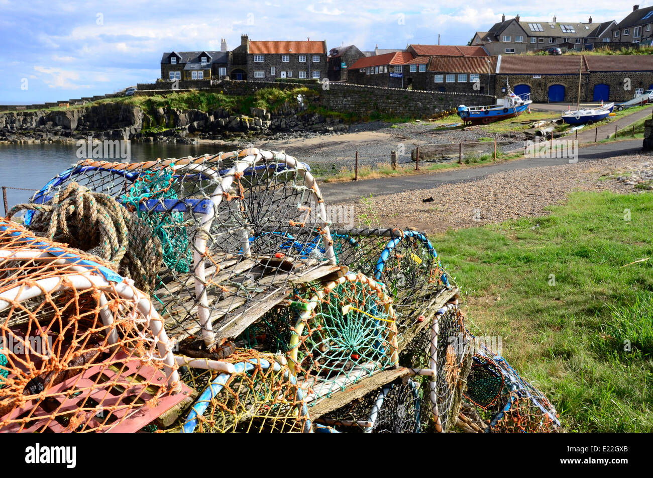 lobster pots Craster Northumberland coast Stock Photo Alamy