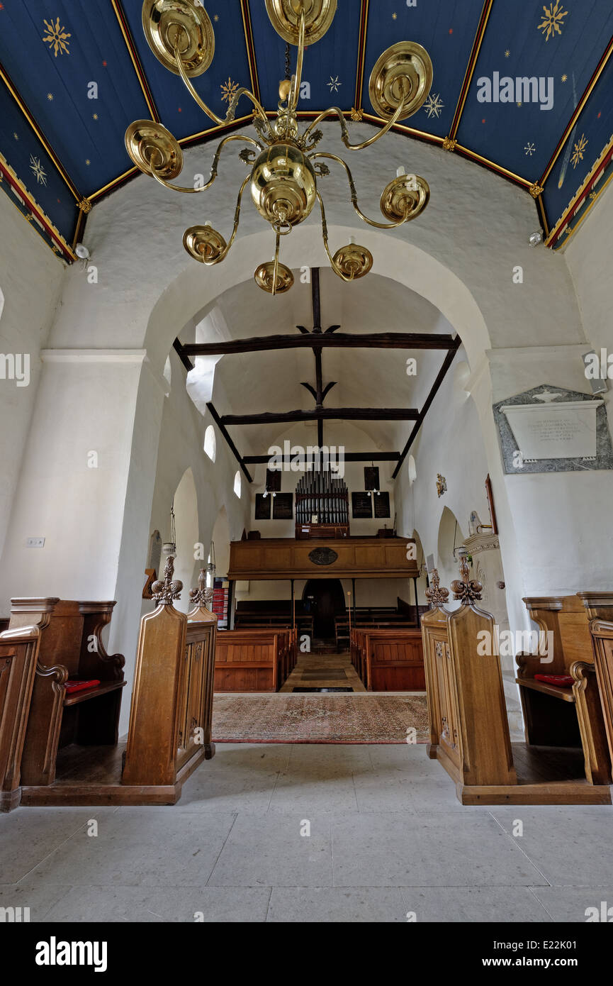 Nave of a medieval village church in the UK Stock Photo