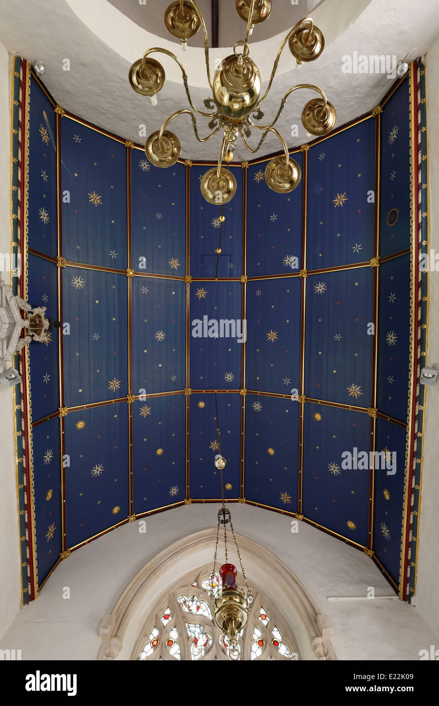 Ceiling Of A Medieval Church Showing A Painted Celestial