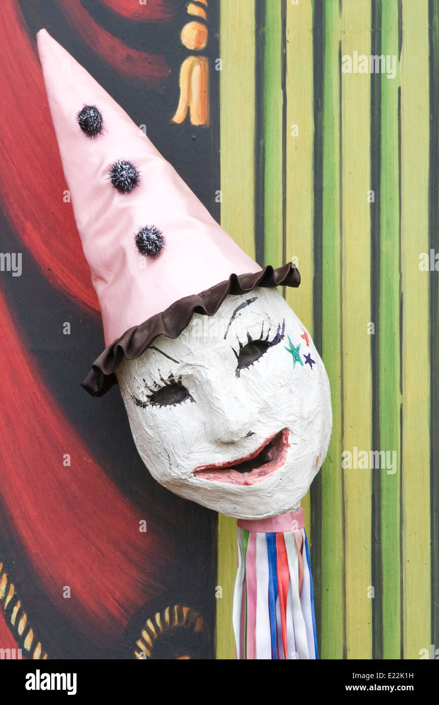 Clown mask made of Paper Mache Stock Photo