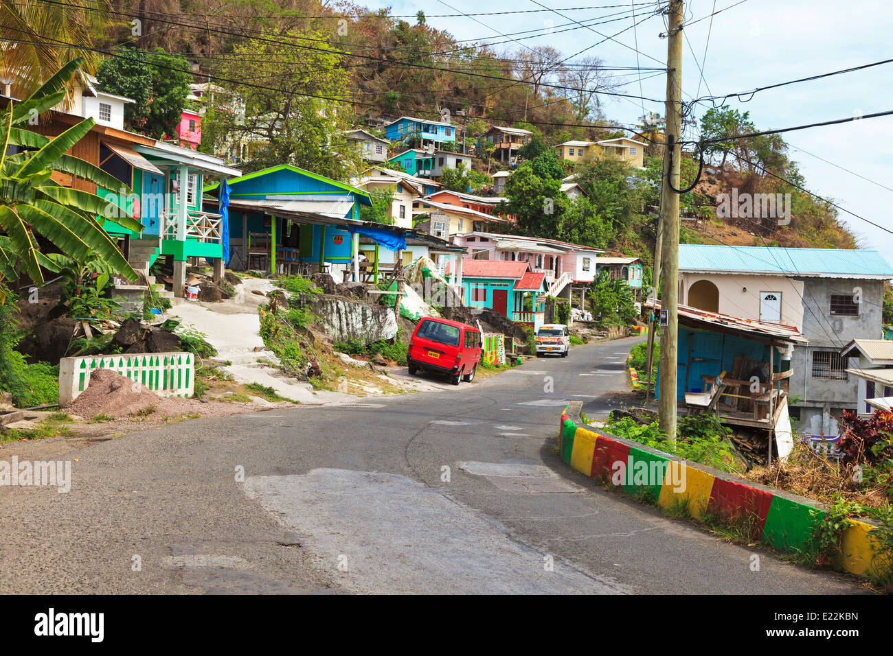 Village of Marigot, St John District, Grenada, West Indies Stock Photo
