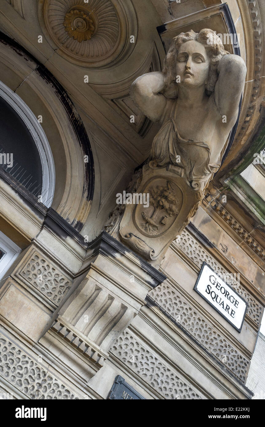 Building detail surrounding a window on the exterior of Merchant House ...
