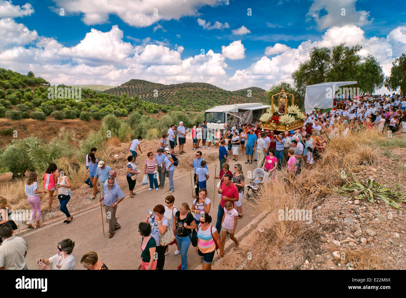 Pilgrimage Virgen de la Fuensanta, The Tourist Route of the Bandits, Corcoya, Seville province, Region of Andalusia, Spain, Europe Stock Photo