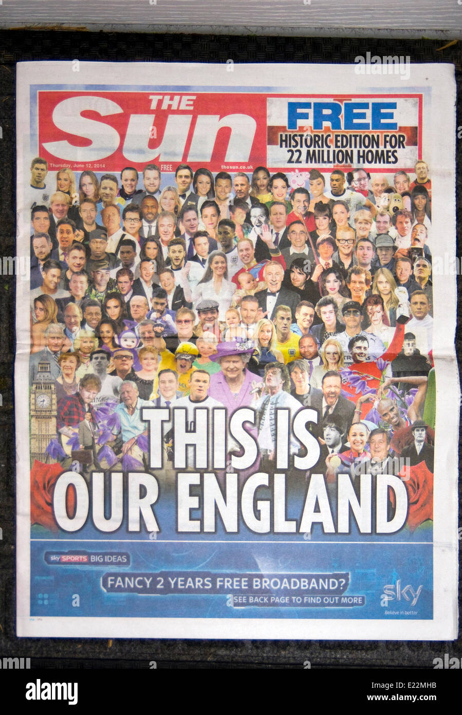 Controversial Free Copy of the Sun newapaper This Is Our England Stock Photo