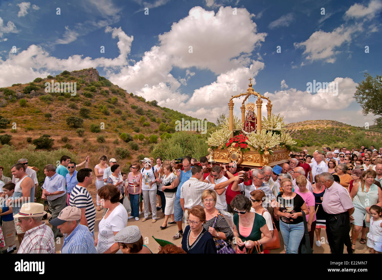 Pilgrimage Virgen de la Fuensanta, The Tourist Route of the Bandits, Corcoya, Seville province, Region of Andalusia, Spain, Europe Stock Photo