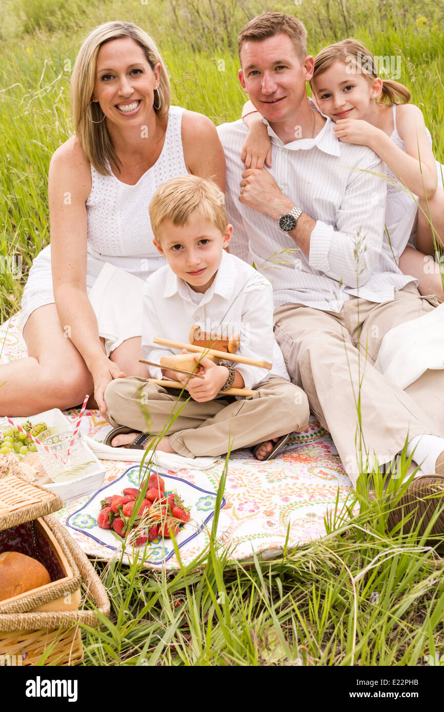 Family on summer picninc in the countryside Stock Photo - Alamy