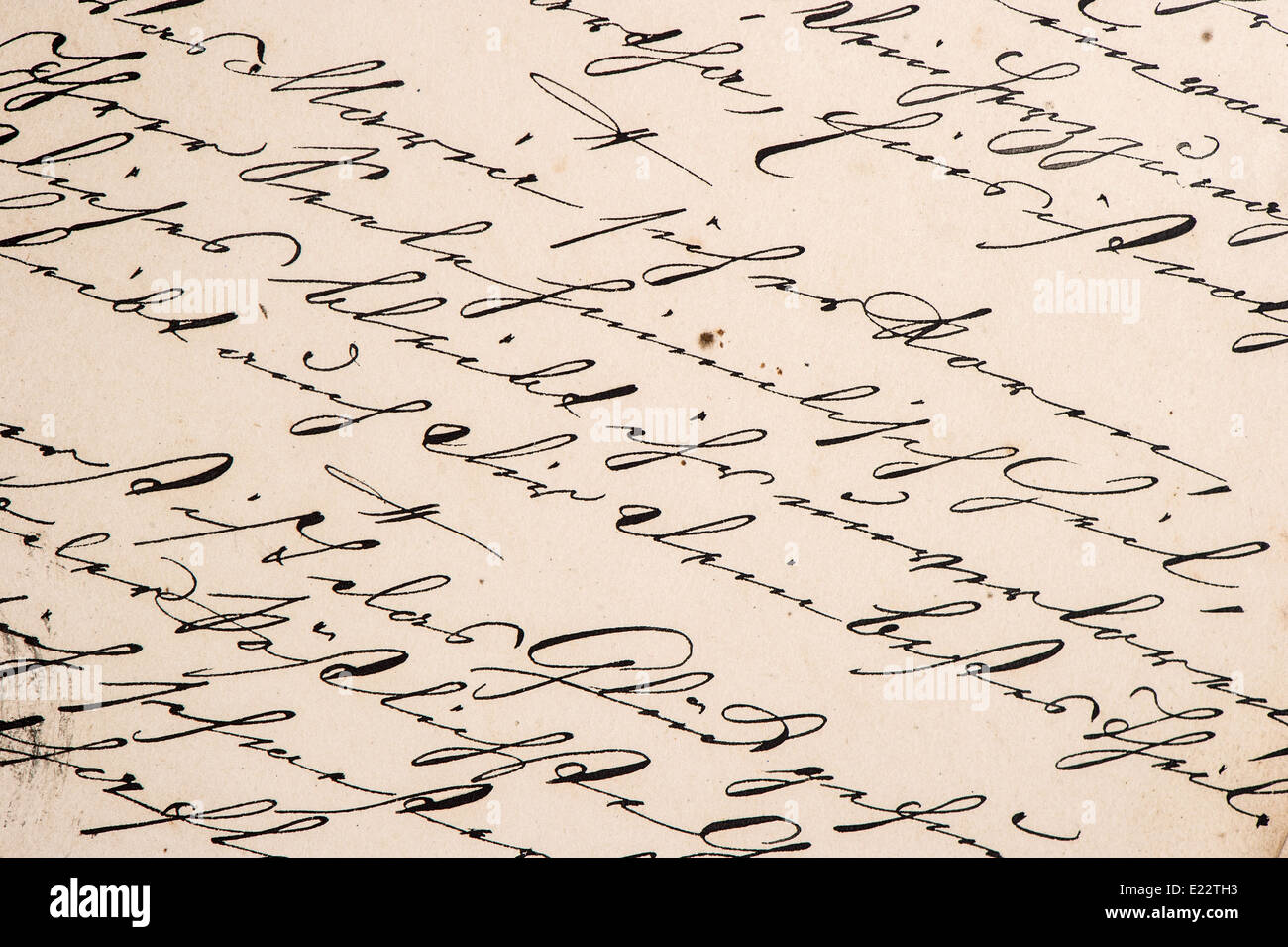 vintage handwriting with undefined text. manuscript. grunge paper background Stock Photo