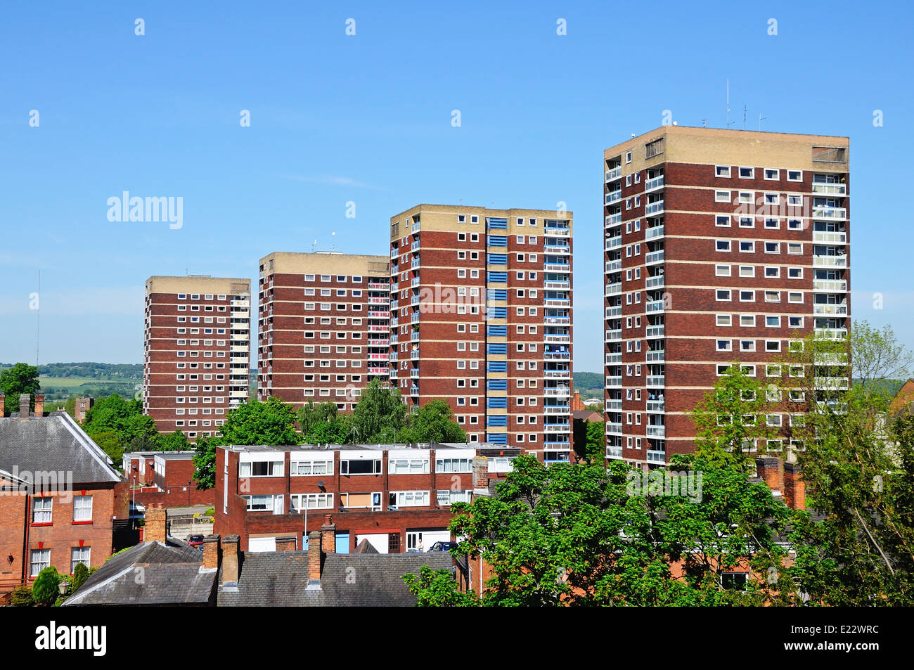 Four residential tower blocks, Tamworth, Staffordshire, England, UK