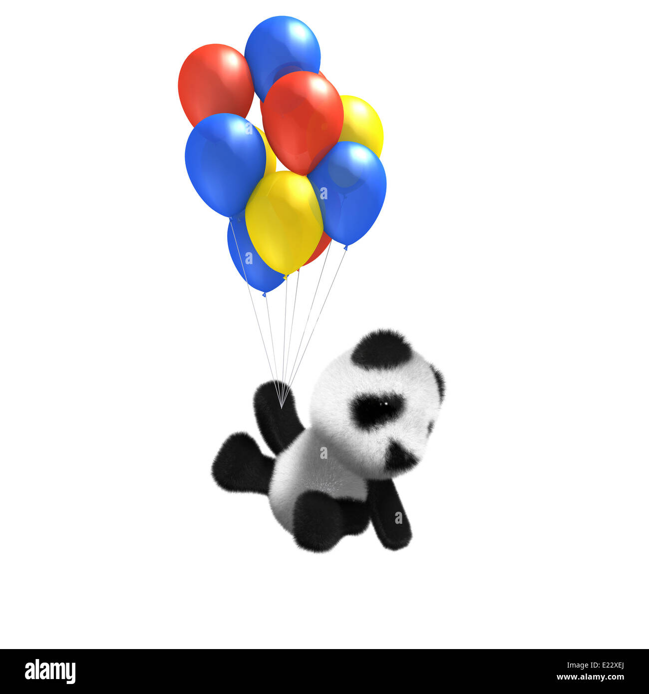 3d Cute baby panda bear hangs on as the balloons fly free Stock Photo -  Alamy