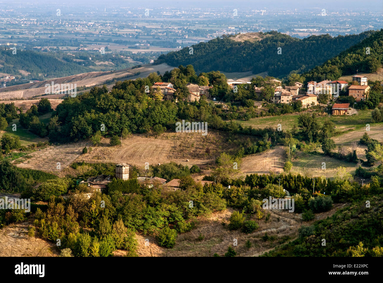 Landscape near the Castle of Canossa, province of Reggio Emilia ...