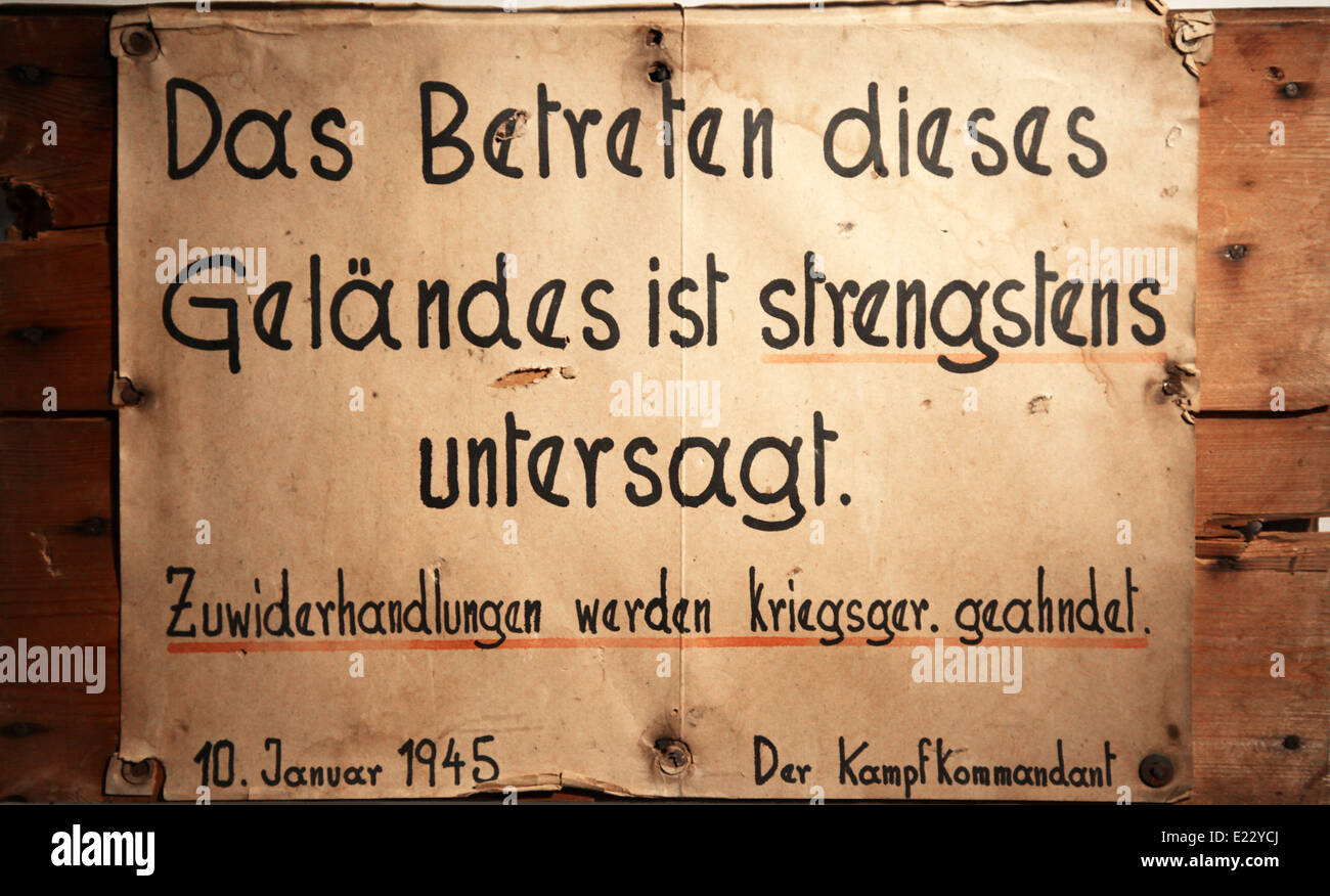 German public war announcement.order.1945.from concentration camp. Stock Photo