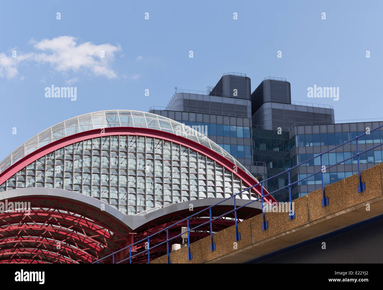 Canopy of Docklands Light Railway station Stock Photo