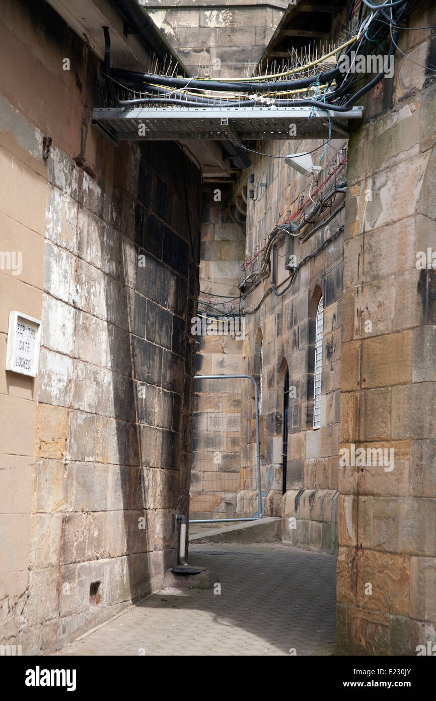Alley between two buildings Her Majesty's Prison Lancaster Castle, Castle Park Lancashire England UK Stock Photo