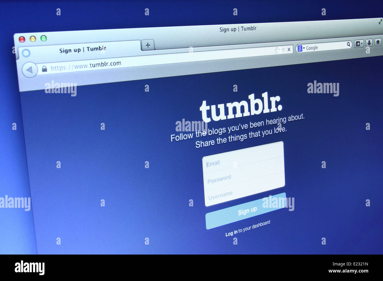 Photo of Tumblr webpage on a monitor screen, Tumblr is is a microblogging  platform and social networking website Stock Photo - Alamy