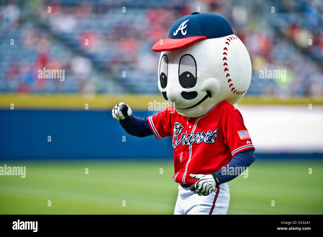 The Atlanta Braves professional baseball team mascot Homer the Brave during an event celebration the US Army's 239th birthday at Turner Field Friday June 13, 2014 in Atlanta, Georgia. Stock Photo