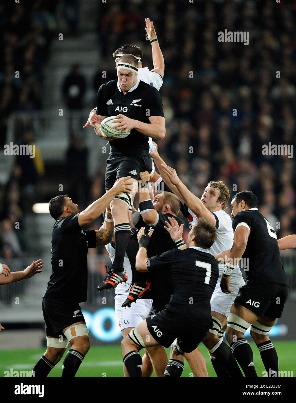 Dunedin, New Zealand. 14th June, 2014. Brodie Retallick in the line out