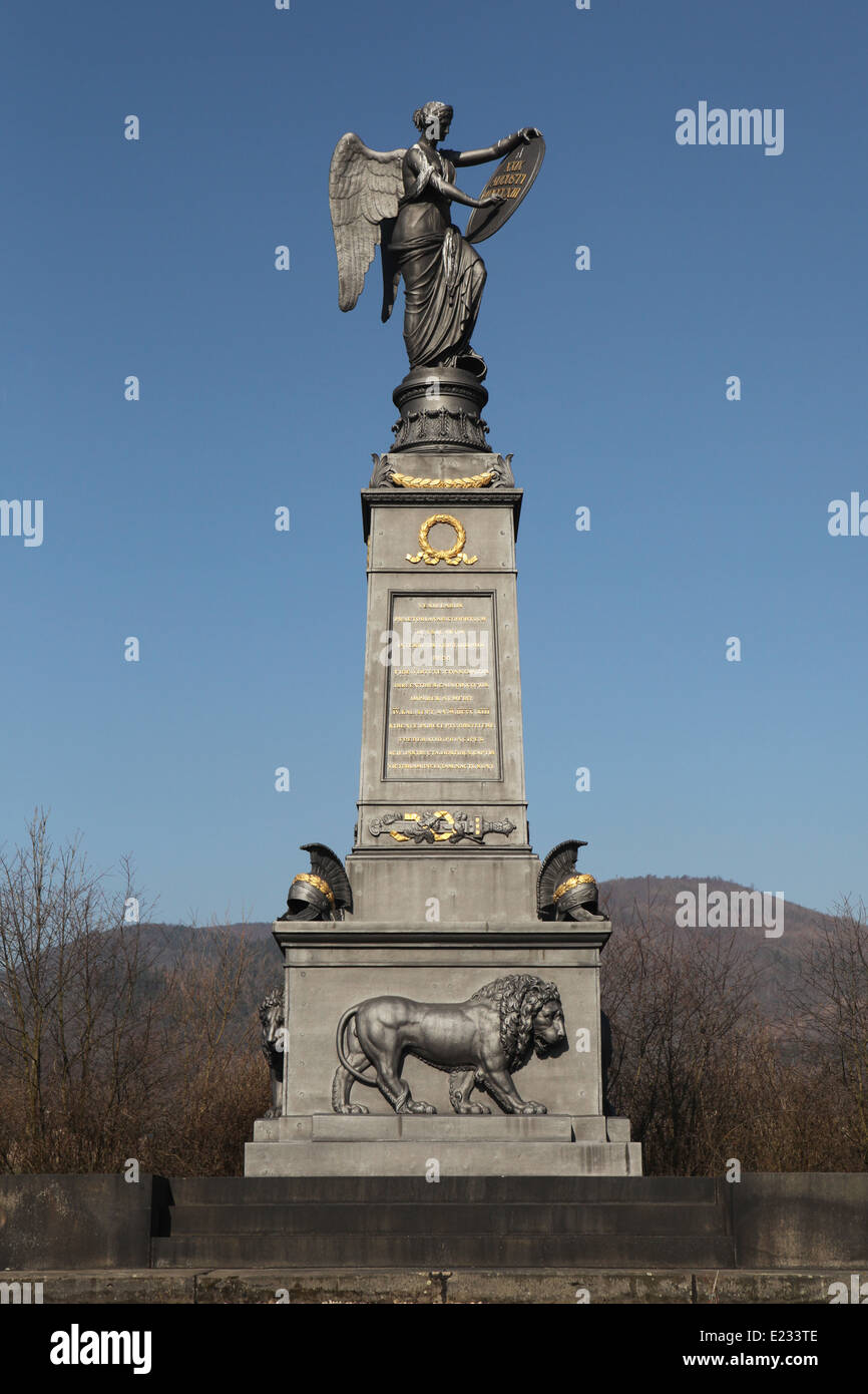 Memorial to Russian soldiers fallen in the Battle of Kulm (1813) near the village of Prestanov, North Bohemia, Czech Republic. Stock Photo