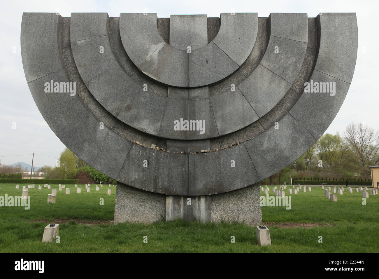 Menorah Monument at the Jewish Cemetery in Terezin, Czech Republic