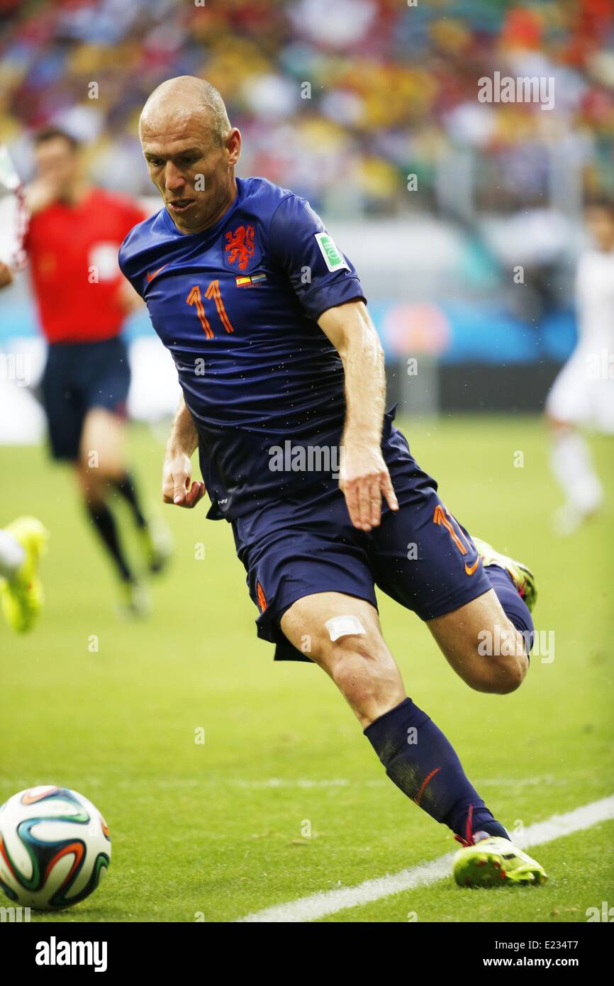 Arjen Robben. Salvador BA 3 jun 2014. Holanda VS Espanha ( jogo 03 ) Spain v  Holland. World Cup 2014. Fonte Nova stadium, Bahia Stock Photo - Alamy