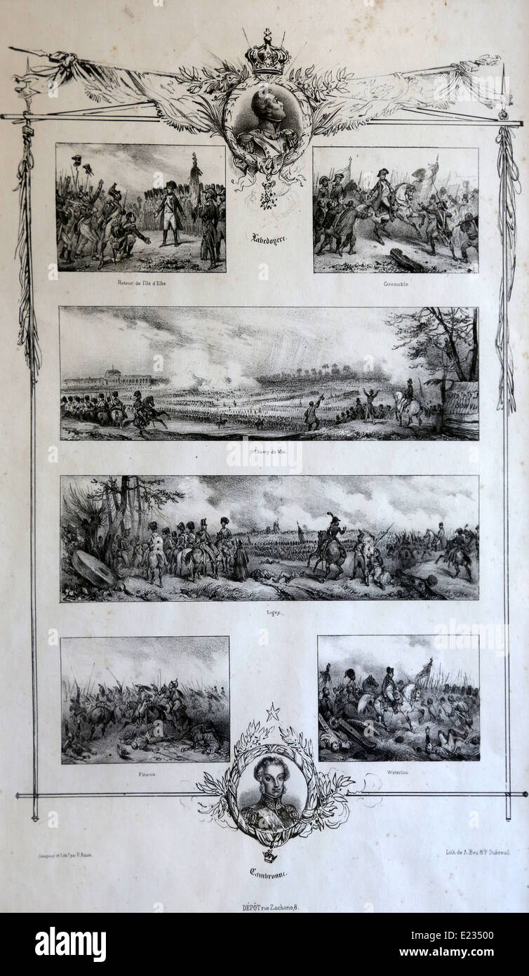 Napoleon Bonaparte in various battles that led now exhibited in the Villa dei Mulini, Portoferraio, Italy Stock Photo